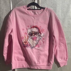 Pink Santa Graphic Sweatshirt